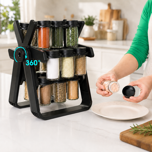 18-in-1 Rotating Ferris Wheel Glass Spice Rack