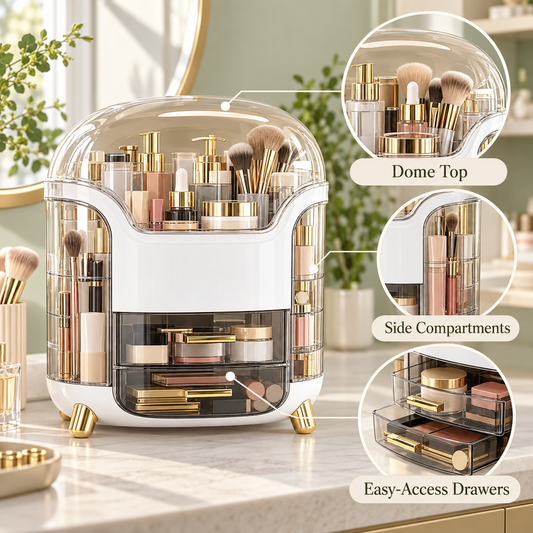 Luxury 360° Rotating Makeup Organizer – Storage Box