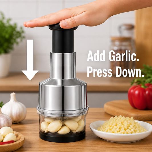 Manual Garlic Chopper – Pull String, Stainless Steel