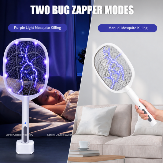 2-in-1 Mosquito Killer Racket with UV Light & Stand