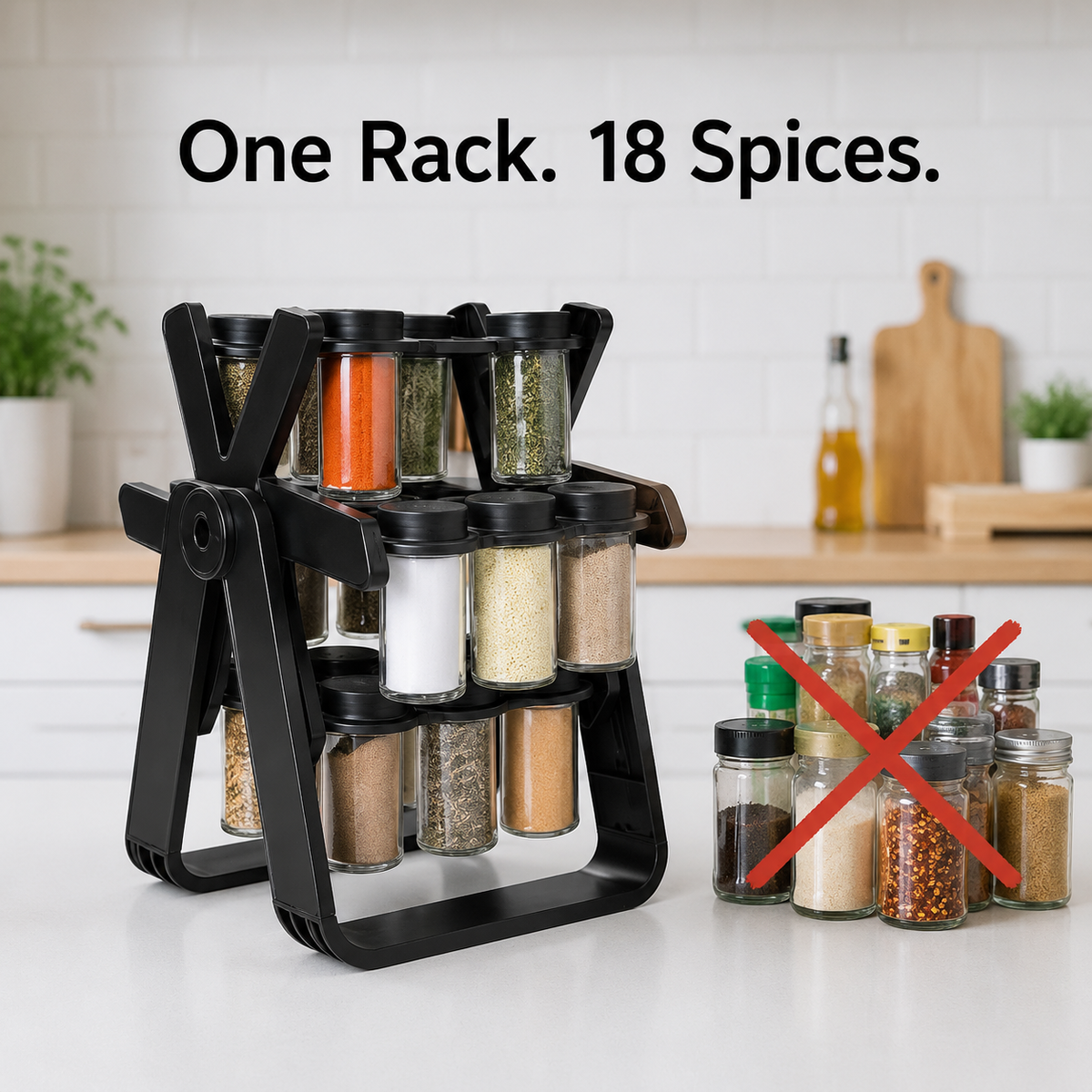 18-in-1 Rotating Ferris Wheel Glass Spice Rack