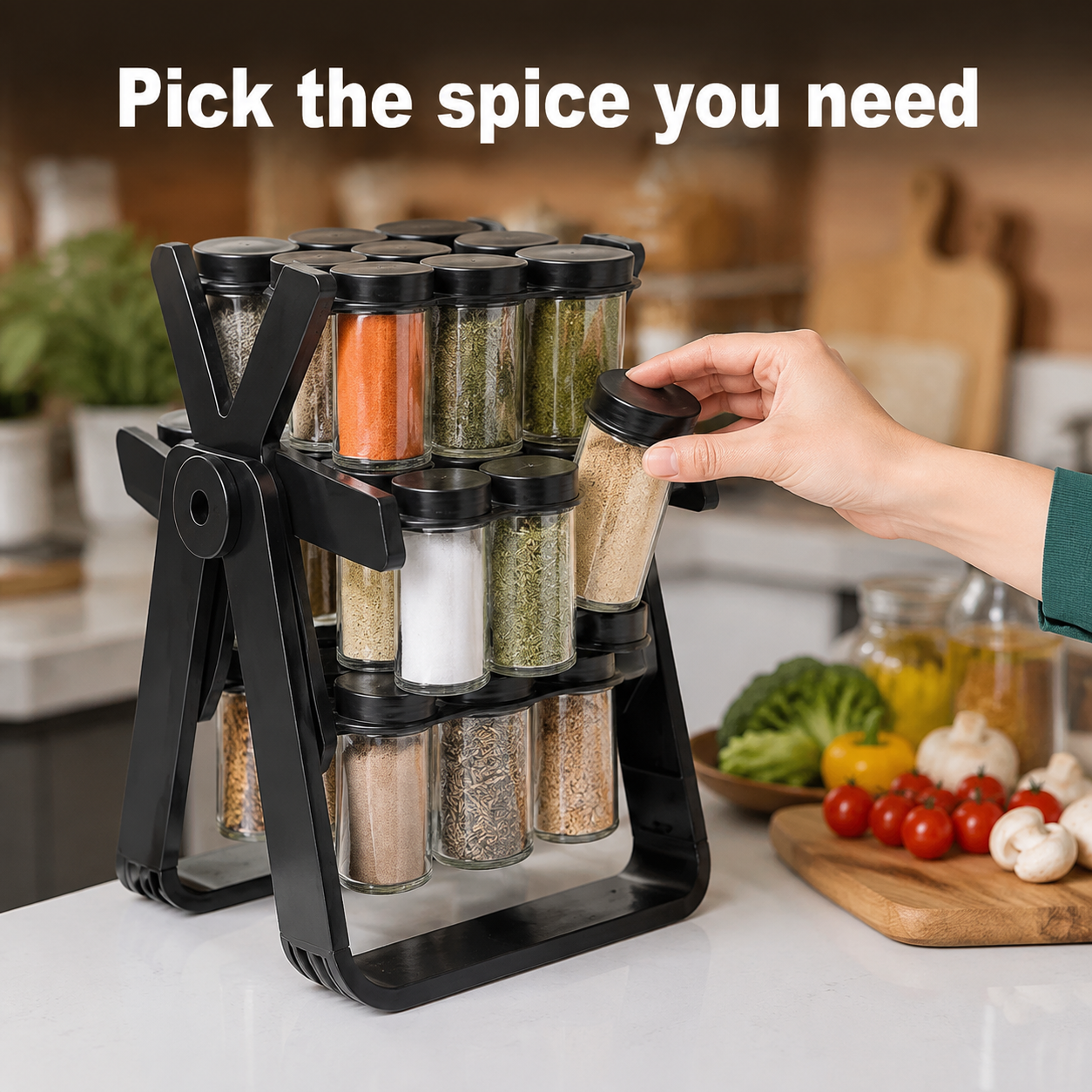18-in-1 Rotating Ferris Wheel Glass Spice Rack