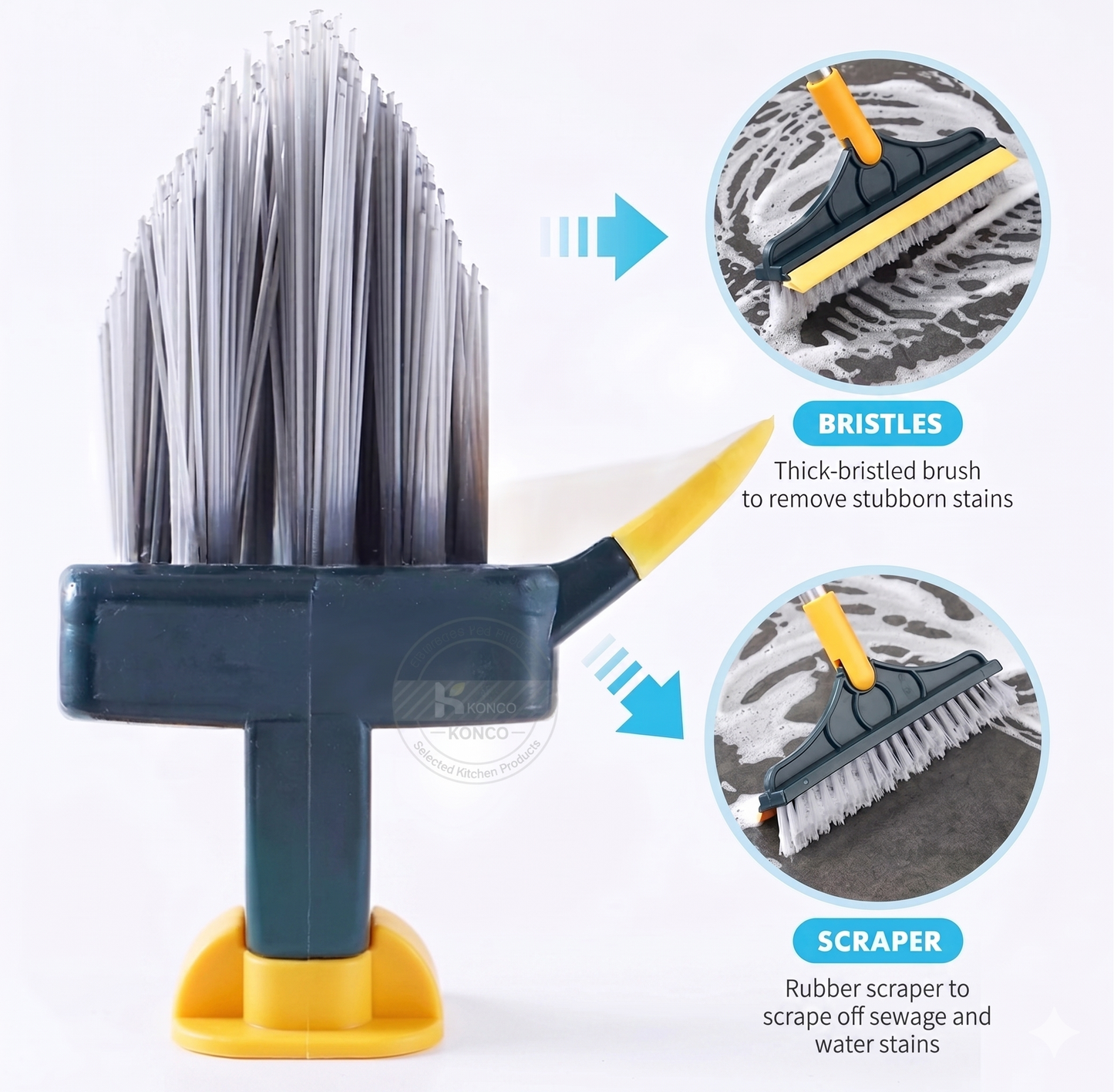 2 in 1 Bathroom Cleaning Brush with Wiper