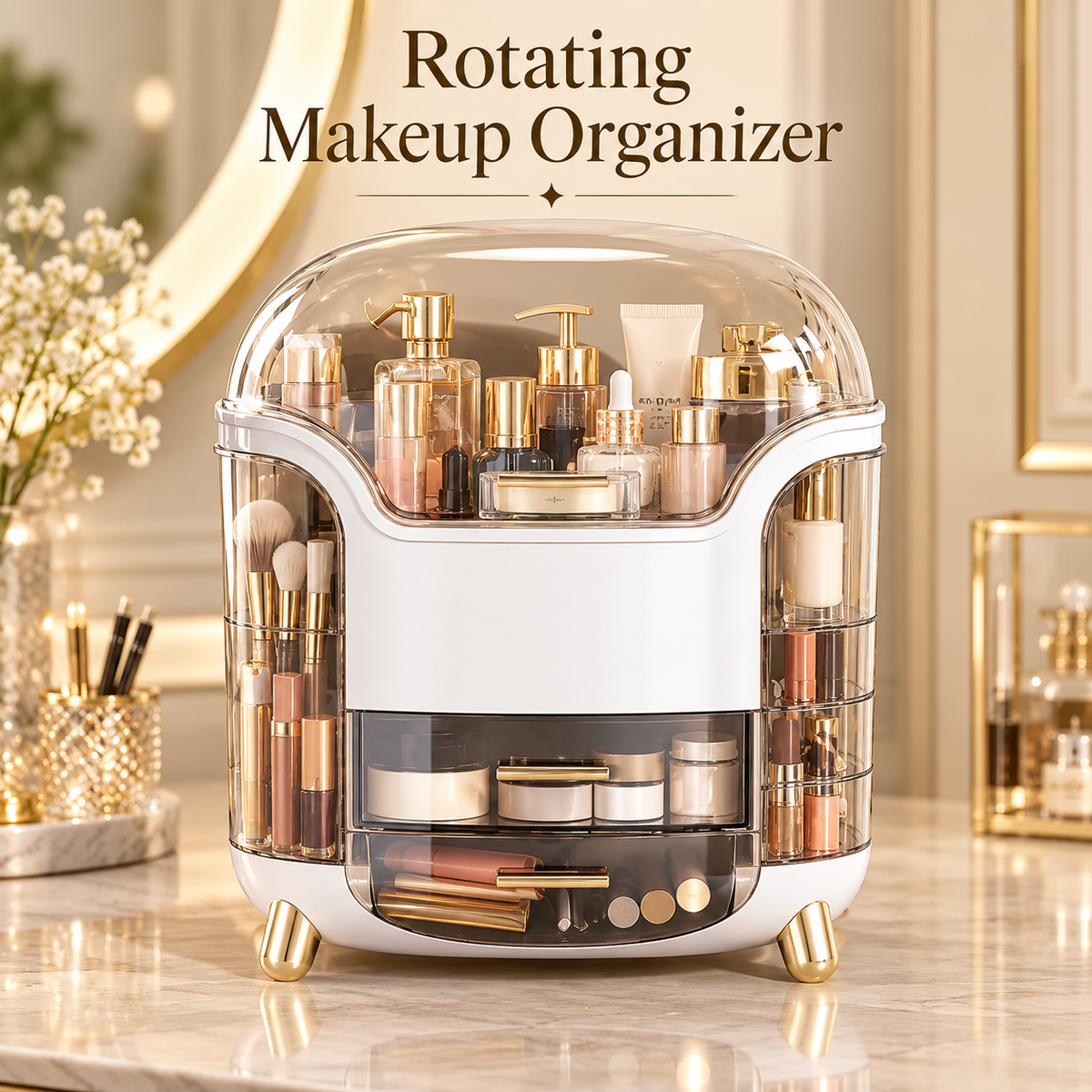 Luxury 360° Rotating Makeup Organizer – Storage Box