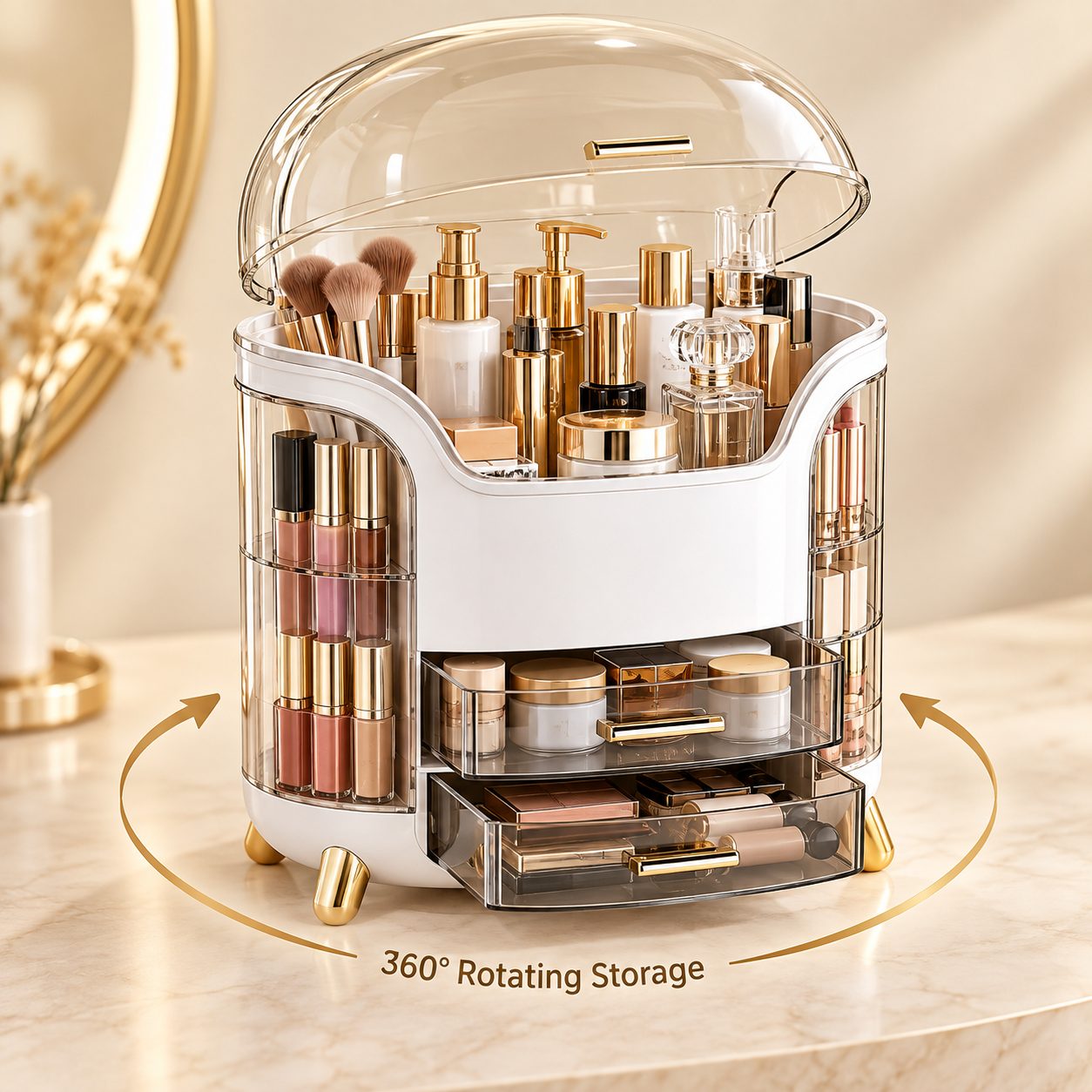 Luxury 360° Rotating Makeup Organizer – Storage Box