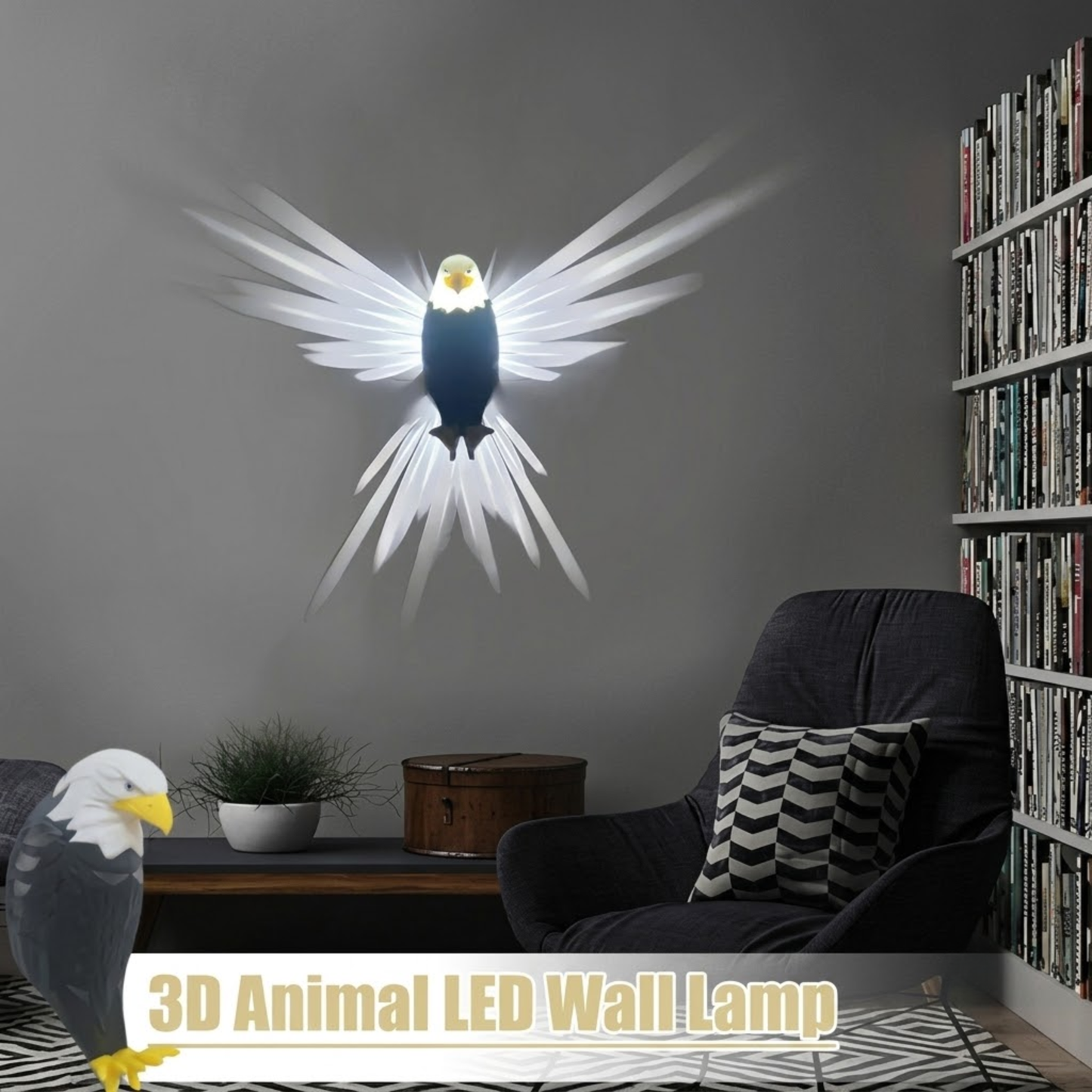 3D Eagle Wall Lamp – LED Light with Remote Control