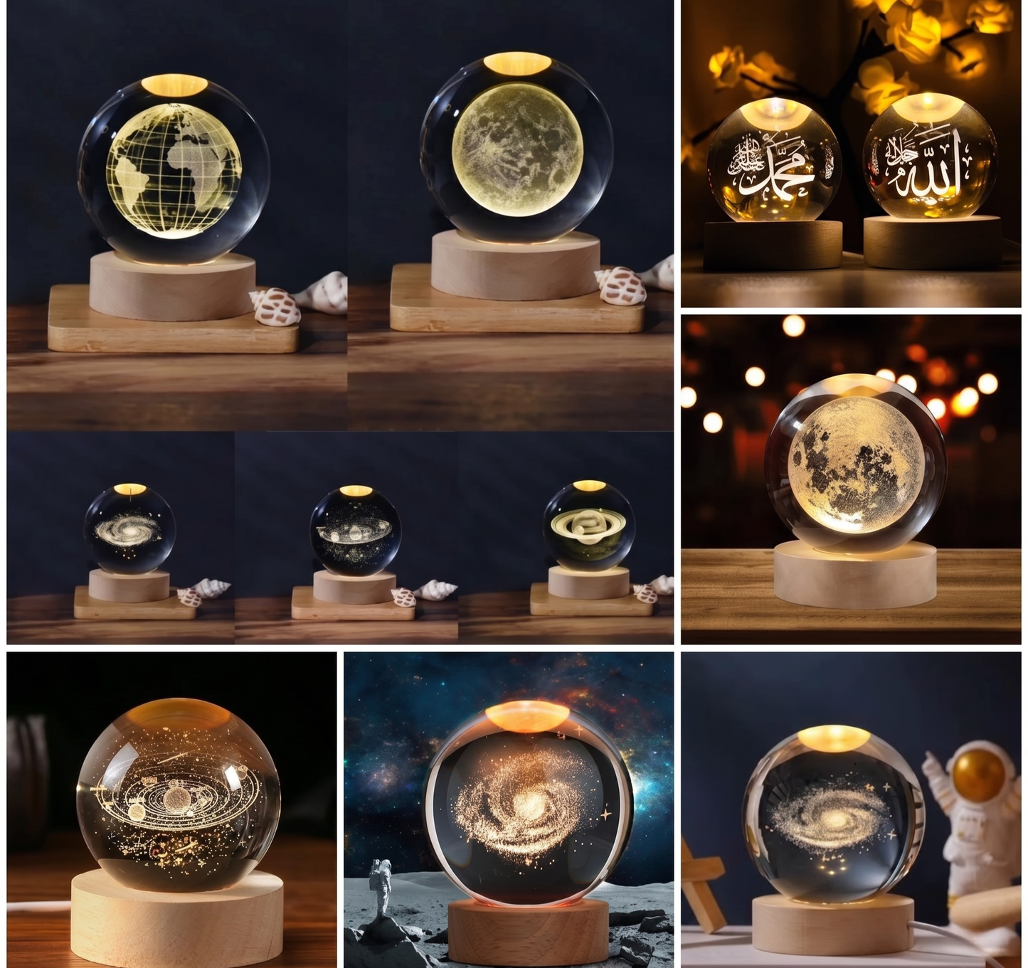3D Crystal Ball Galaxy Lamp – 16 Color LED
