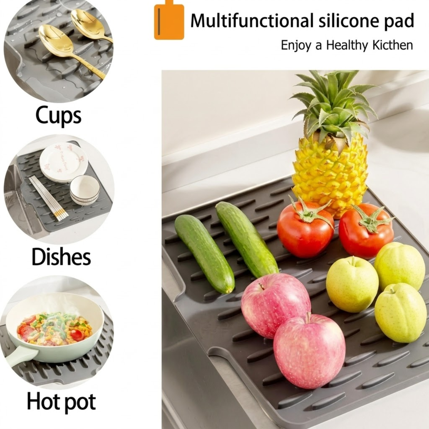 Silicone Dish Drying Mat – Non-Slip Counter Pad