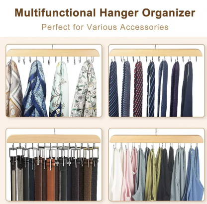 8-Hook Wooden Hanger – Belt & Scarf Organizer