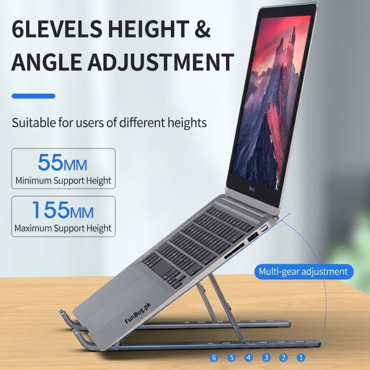 Aluminum Laptop Stand – Adjustable, Foldable