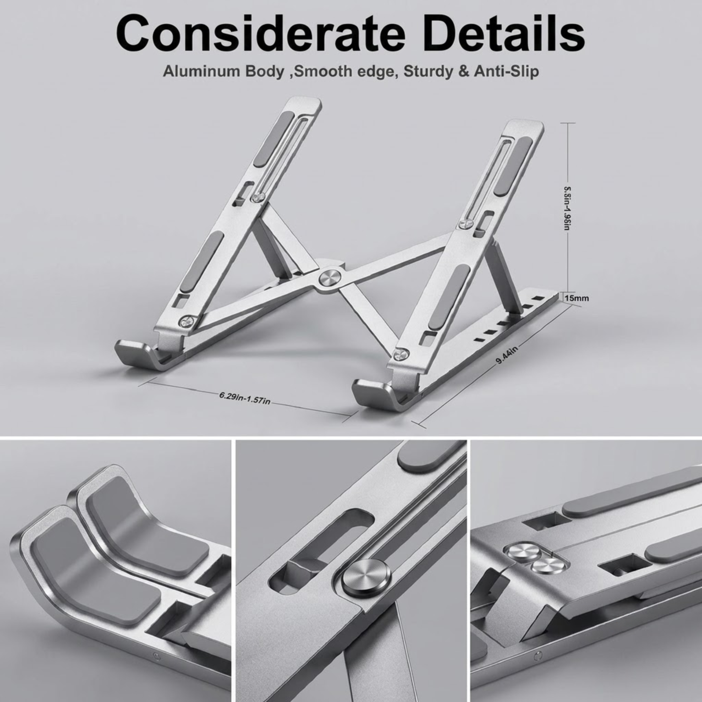 Aluminum Laptop Stand – Adjustable, Foldable