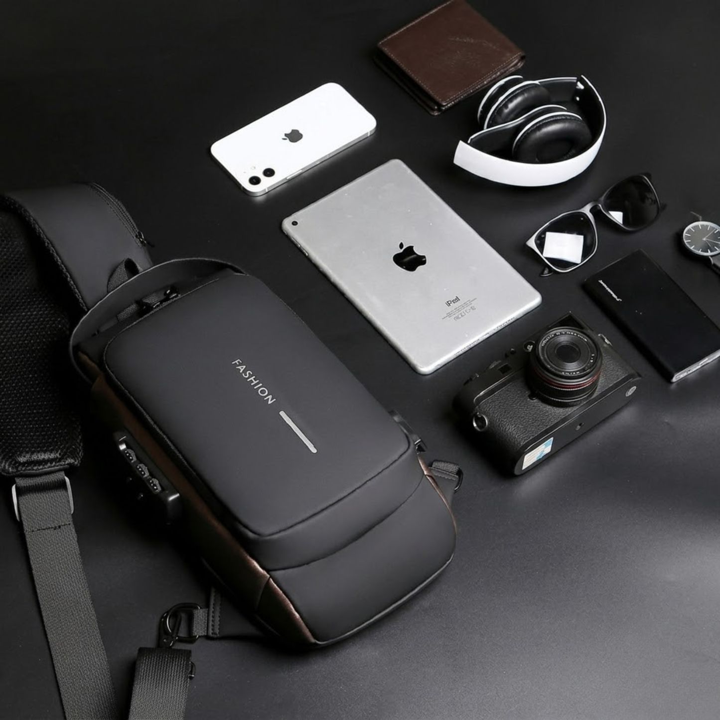 Anti Theft Crossbody Bag for Men – USB, Hard Shell