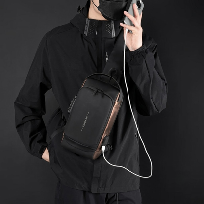 Anti Theft Crossbody Bag for Men – USB, Hard Shell