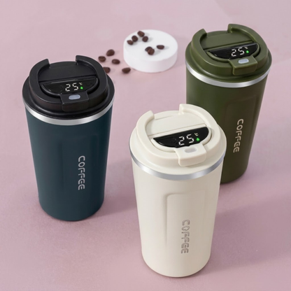 Coffee Cup with Temperature Display – LED, Stainless