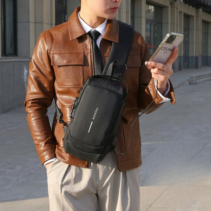Anti Theft Crossbody Bag for Men – USB, Hard Shell