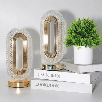 Crystal Oval Table Lamp – Rechargeable Night Light