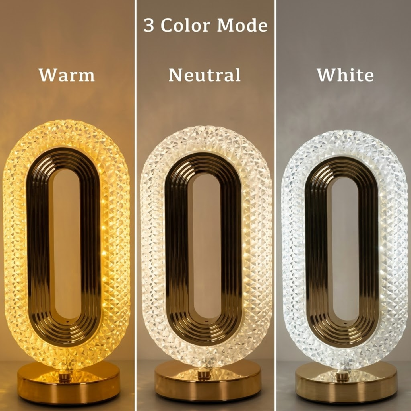 Crystal Oval Table Lamp – Rechargeable Night Light