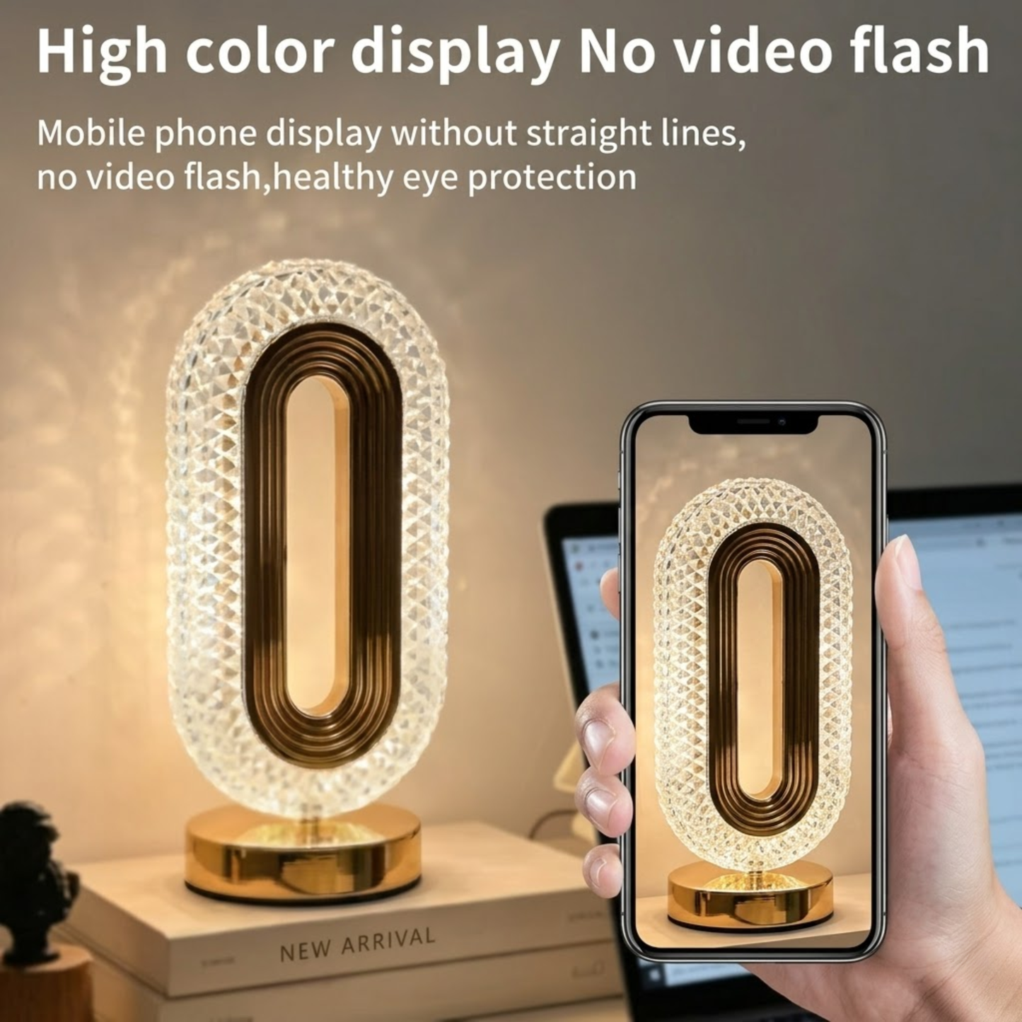 Crystal Oval Table Lamp – Rechargeable Night Light