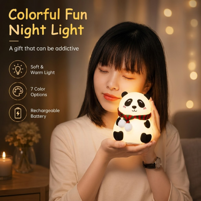 Cute Silicone LED Night Light – Panda Touch Lamp