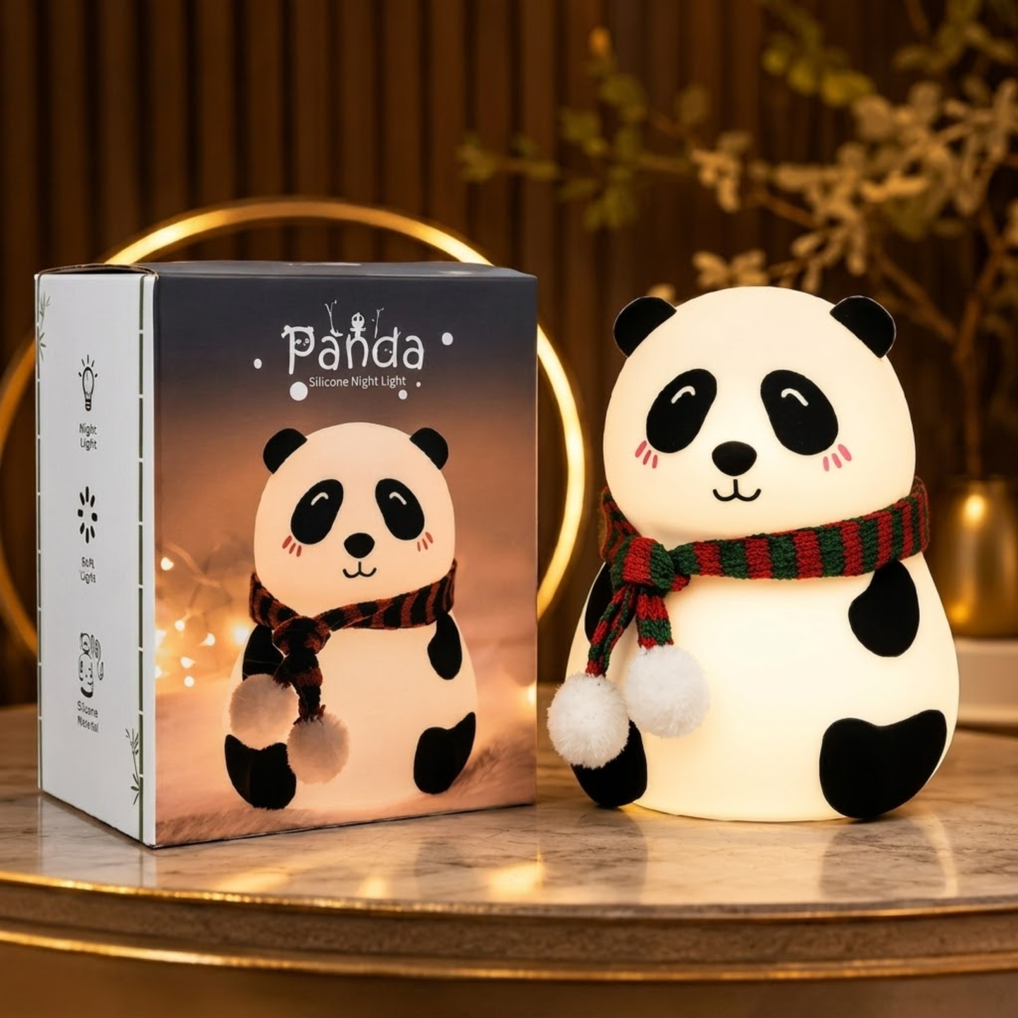 Cute Silicone LED Night Light – Panda Touch Lamp