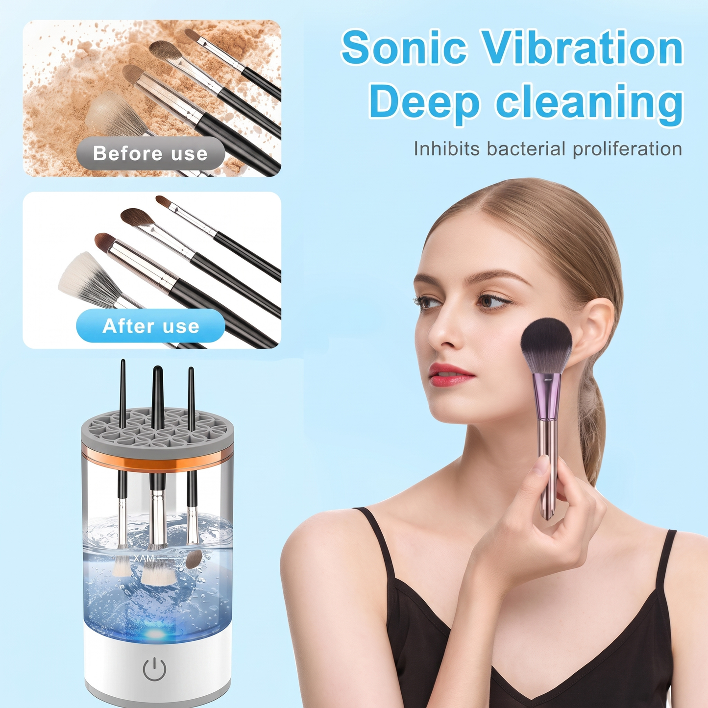 Automatic Makeup Brush Cleaner Machine — Fast Spin Wash & Dry Kit