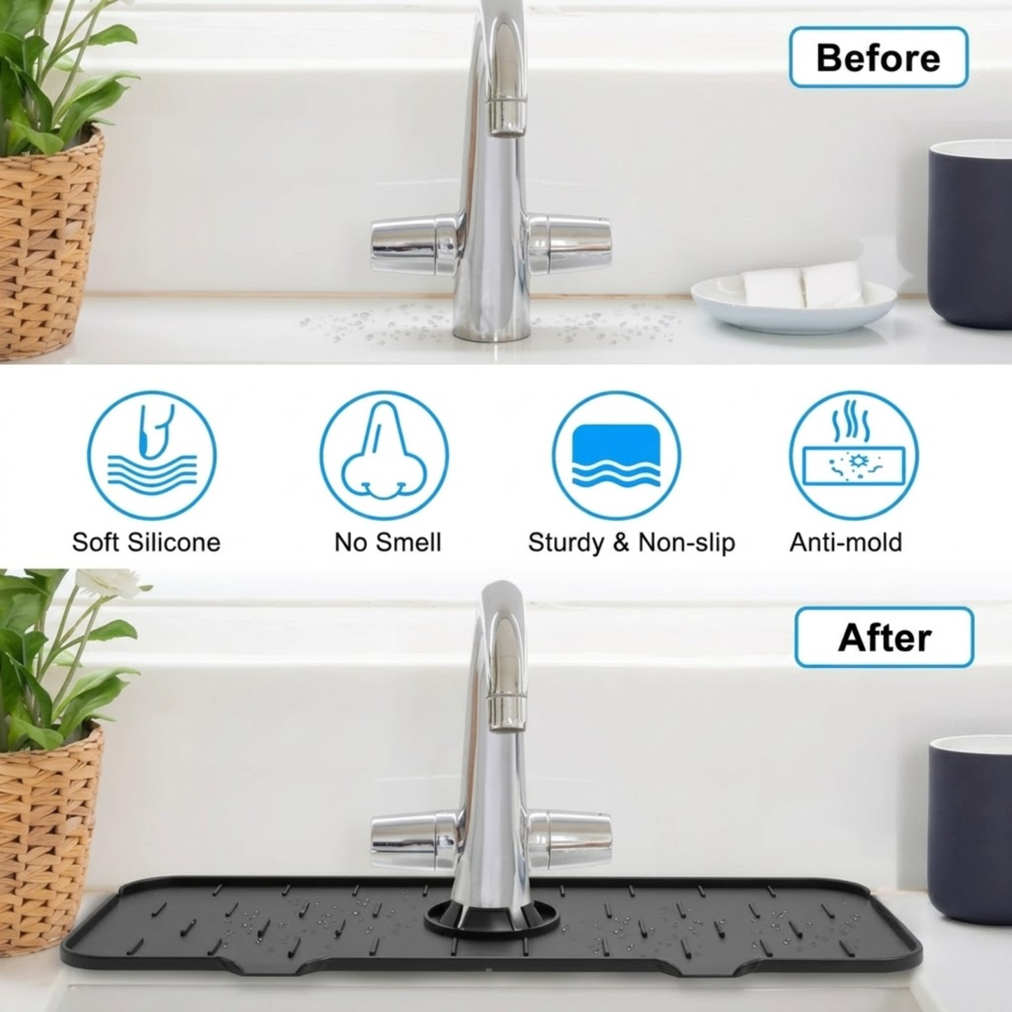 Faucet Absorbent Mat – Silicone Splash Guard