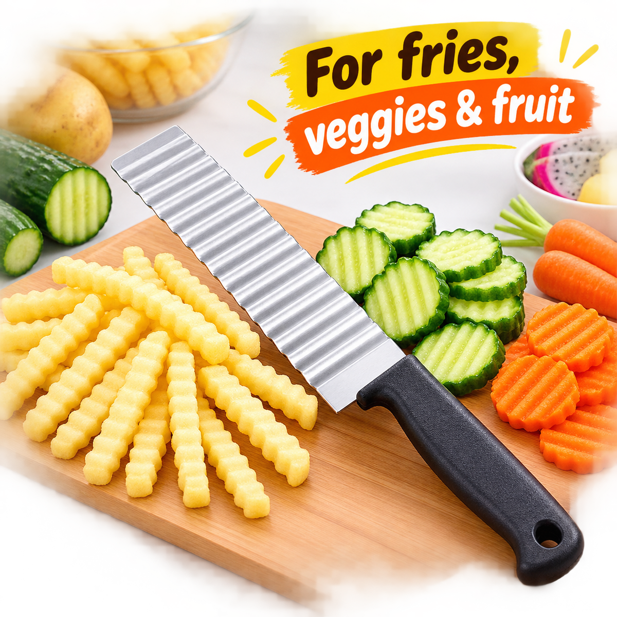 Crinkle Cut Knife – Wavy French Fry & Veggie Slicer