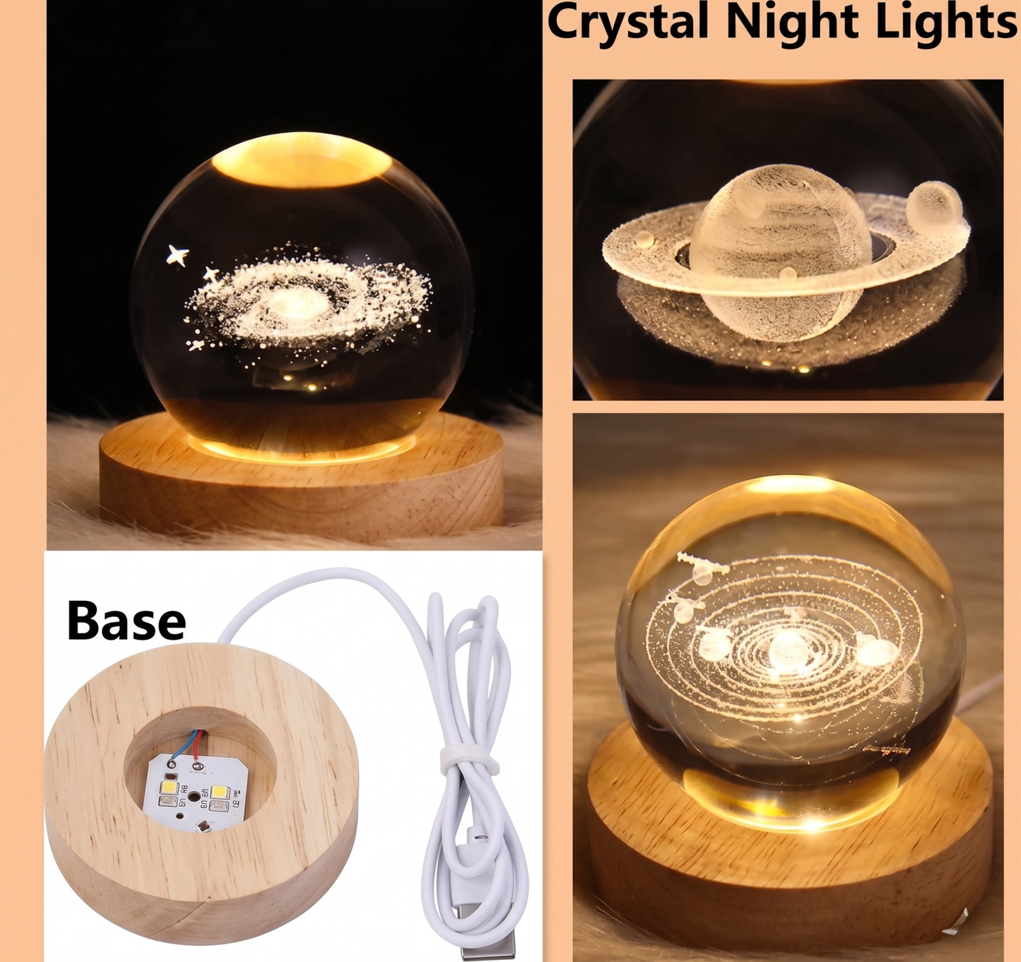 3D Crystal Ball Galaxy Lamp – 16 Color LED