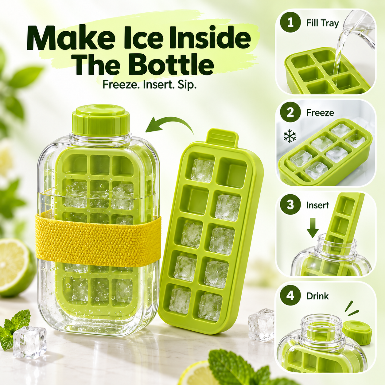 2-in-1 Ice Cube Making Bottle – Touch-Free