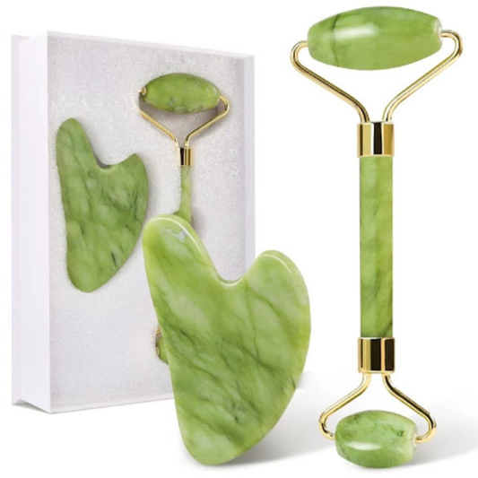 Jade Roller & Gua Sha Set – Natural Facial Massager