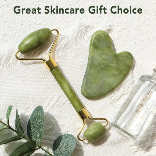 Jade Roller & Gua Sha Set – Natural Facial Massager