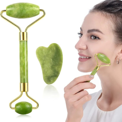 Jade Roller & Gua Sha Set – Natural Facial Massager