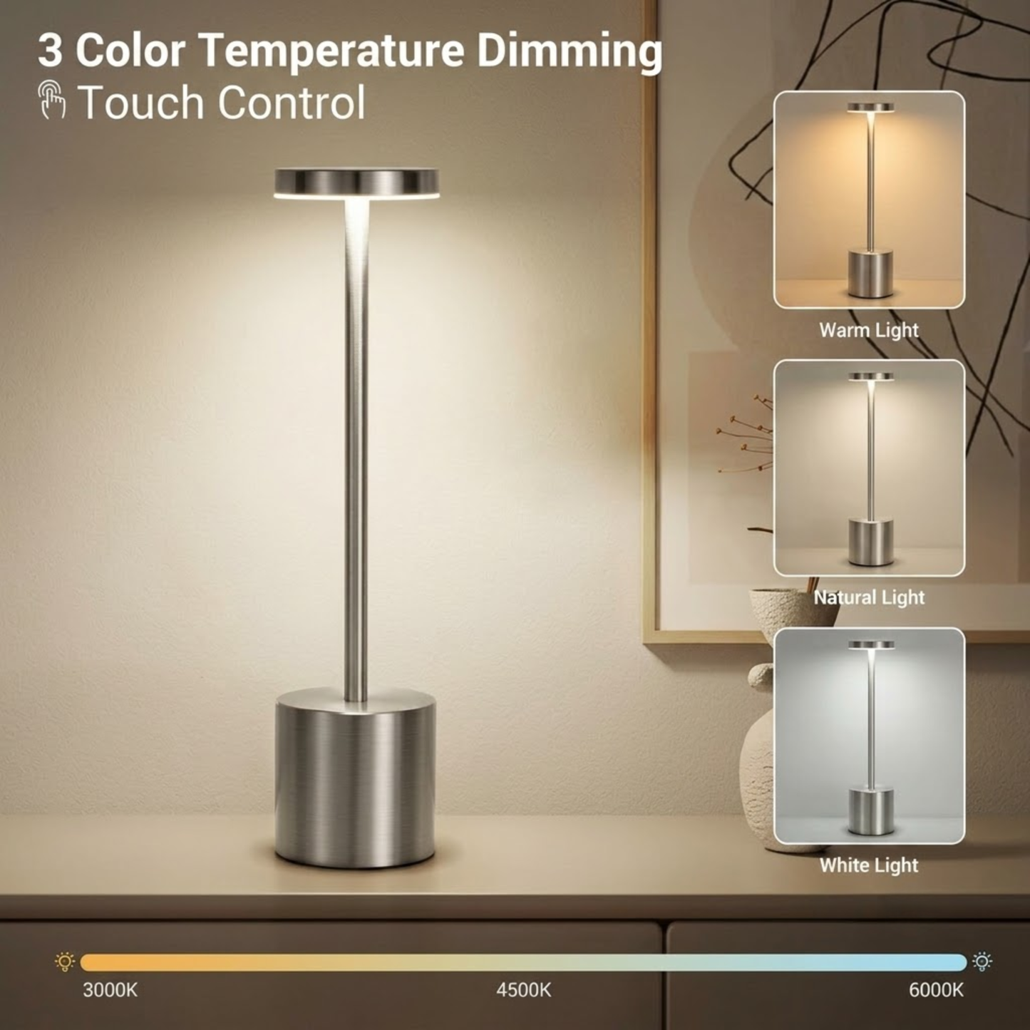Luxury Metal Table Lamp – Touch Control LED