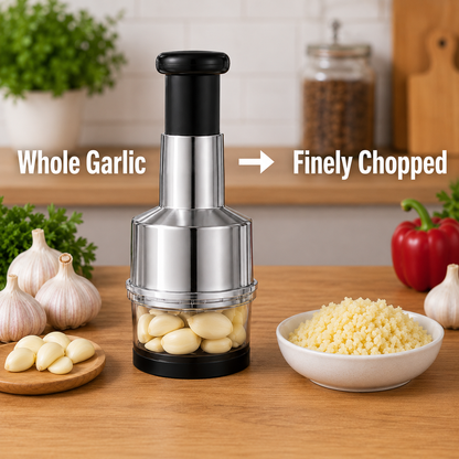 Manual Garlic Chopper – Pull String, Stainless Steel