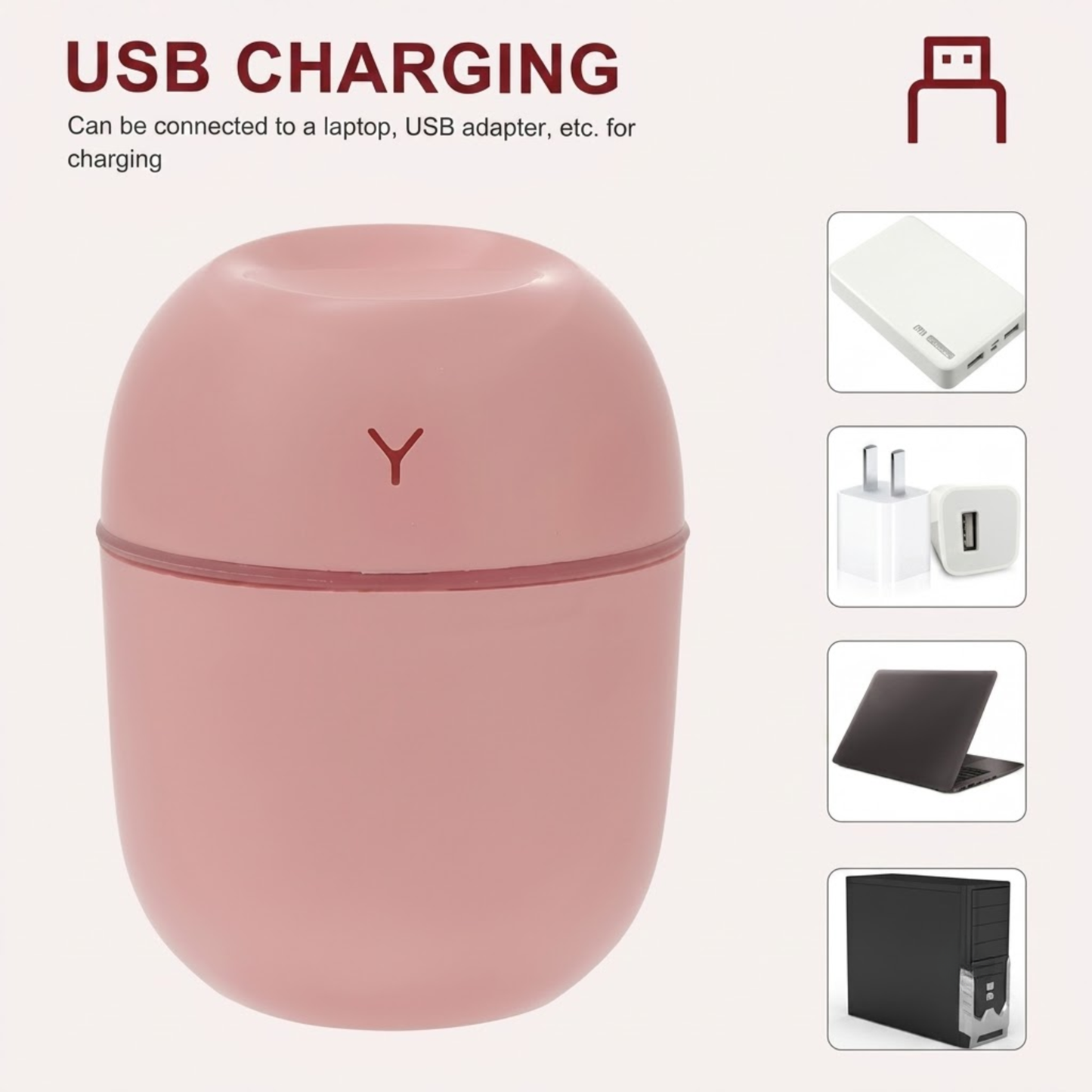 Mini USB Humidifier & Aroma Diffuser – LED Light