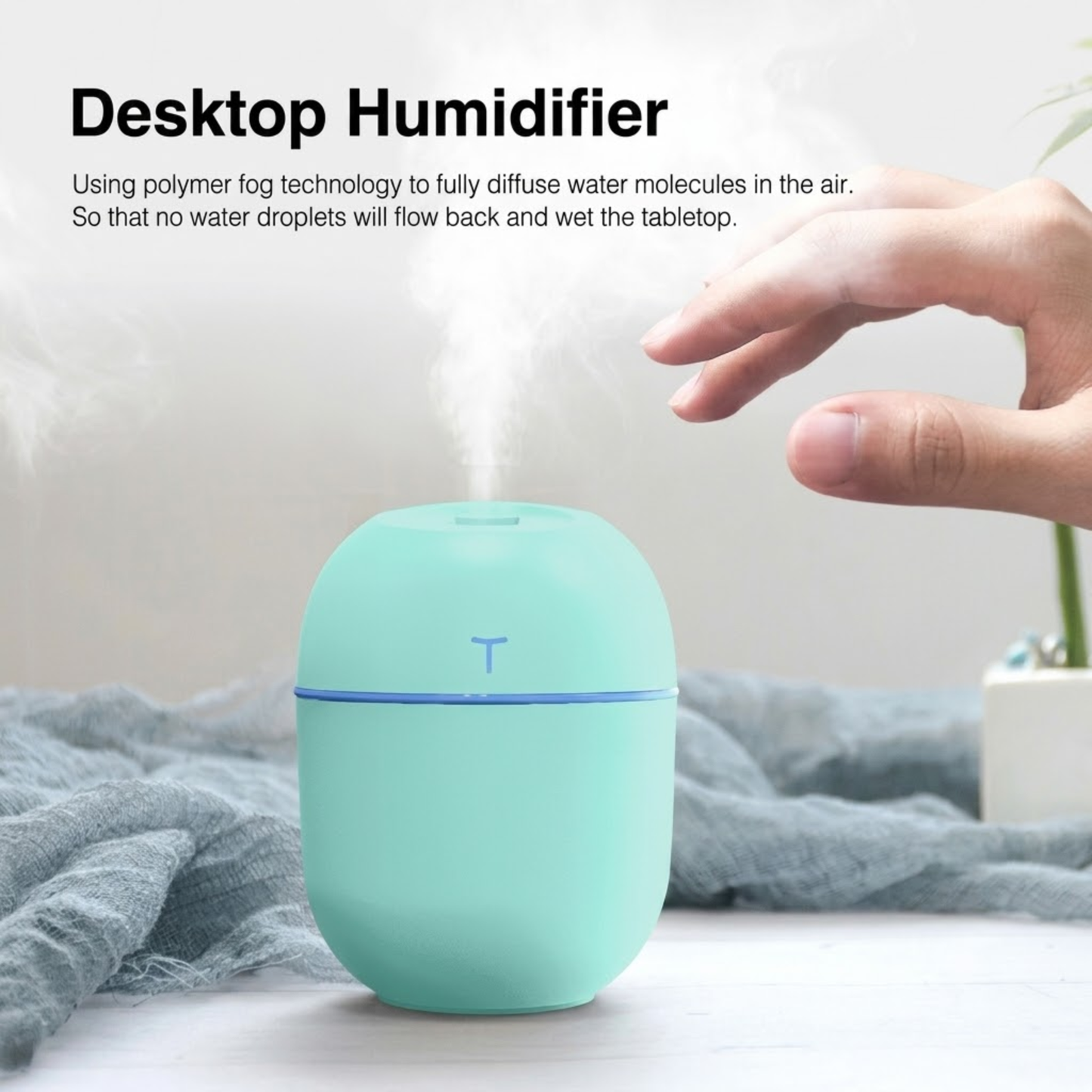 Mini USB Humidifier & Aroma Diffuser – LED Light