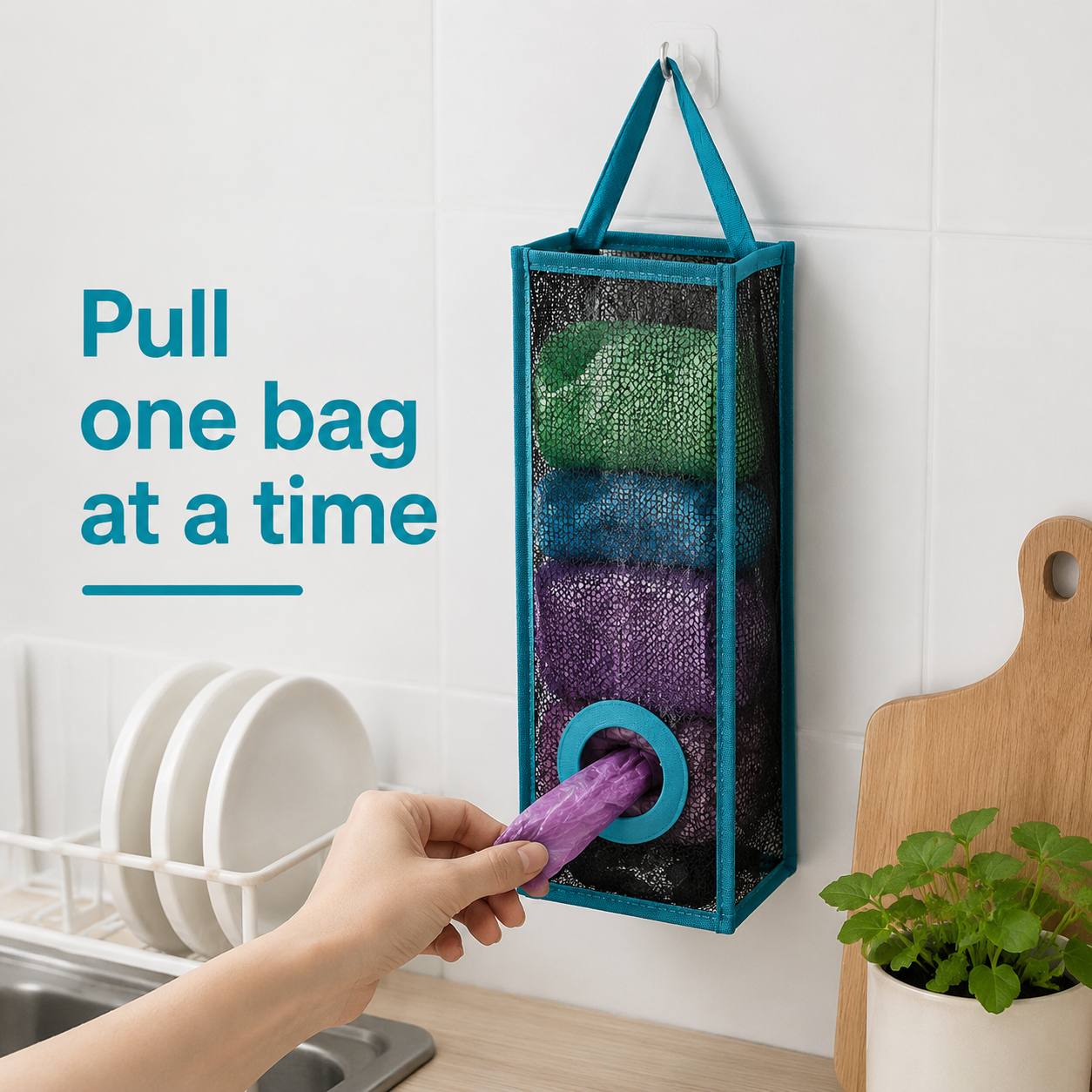Plastic Bag Holder – Hanging Kitchen Bag Dispenser