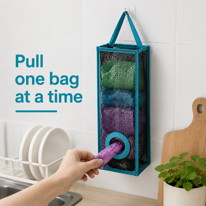 Plastic Bag Holder – Hanging Kitchen Bag Dispenser