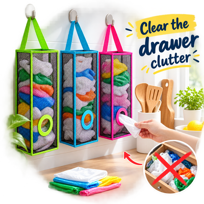 Plastic Bag Holder – Hanging Kitchen Bag Dispenser