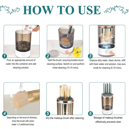 Automatic Makeup Brush Cleaner Machine — Fast Spin Wash & Dry Kit