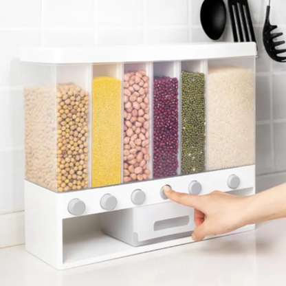 Rice Storage Container – 6-Grid Airtight Dispenser