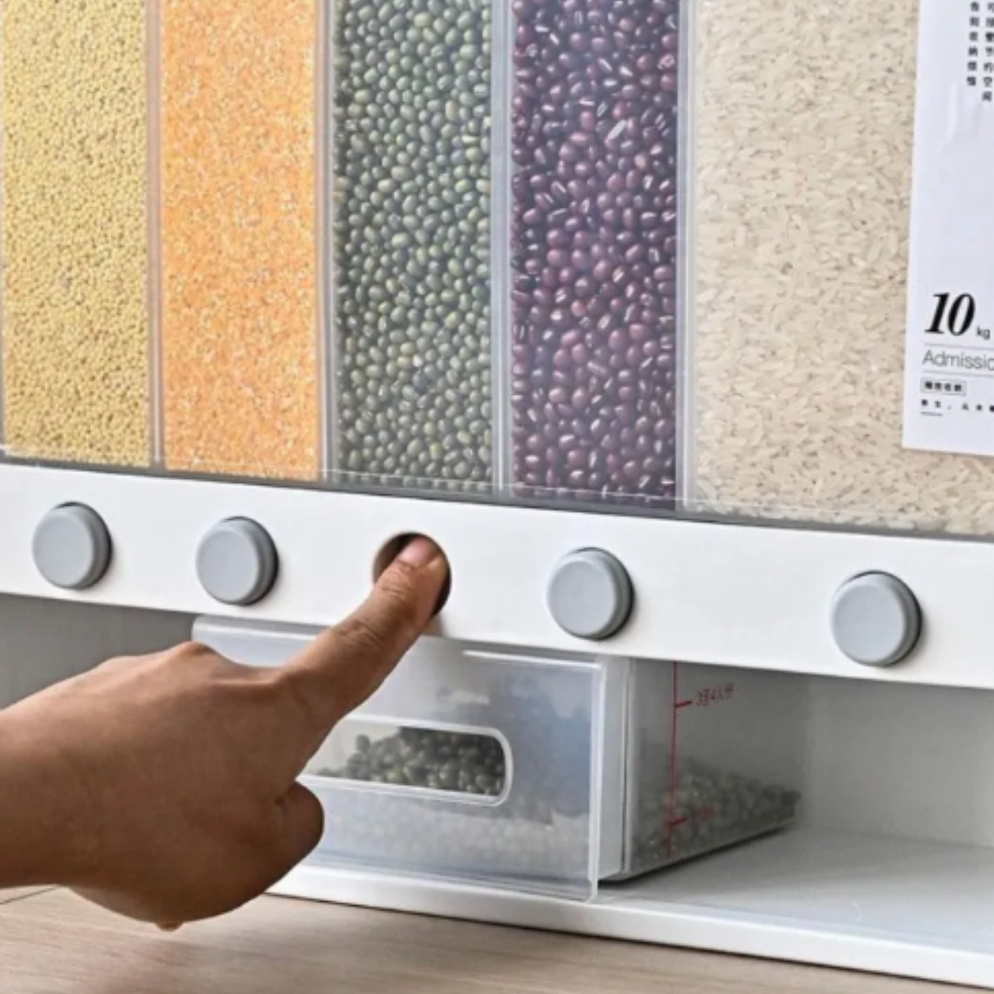 Rice Storage Container – 6-Grid Airtight Dispenser