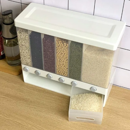 Rice Storage Container – 6-Grid Airtight Dispenser