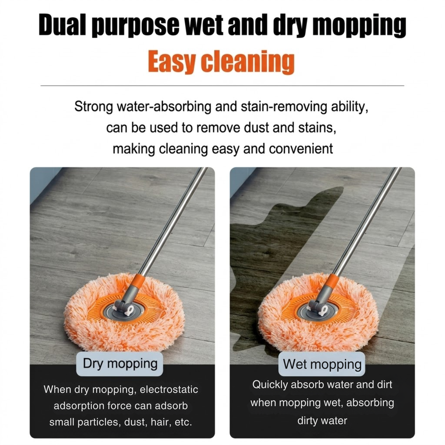 Rotatable Dust Cleaning Mop – 360° Extendable