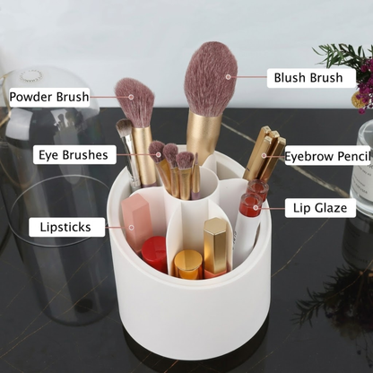 Rotating Makeup Brush Holder – Dustproof with Lid