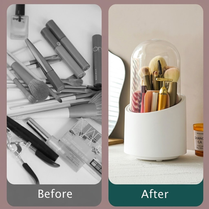 Rotating Makeup Brush Holder – Dustproof with Lid