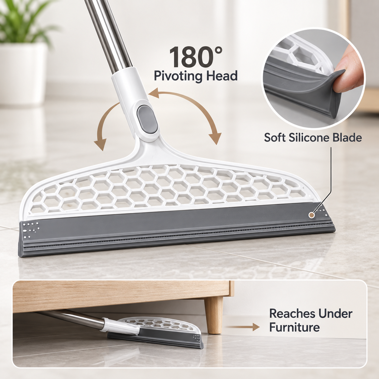Rotating Silicone Magic Broom – Pet Hair & Floor