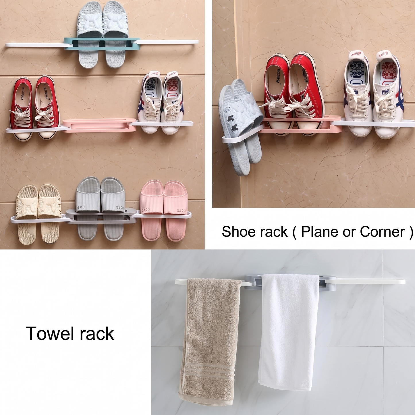 Wall Mounted Slipper & Towel Organizer