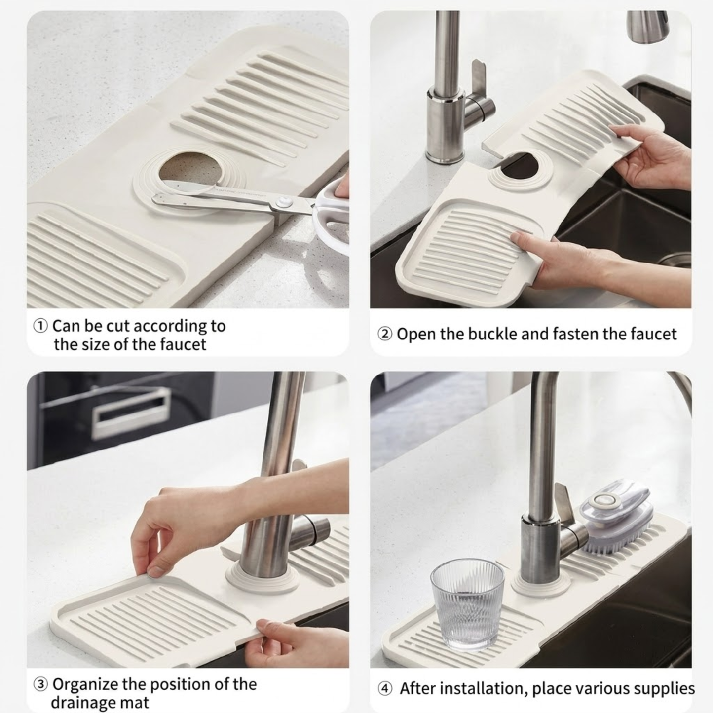 Silicone Faucet Mat – Sink Splash Guard Draining Pad