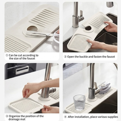 Silicone Faucet Mat – Sink Splash Guard Draining Pad